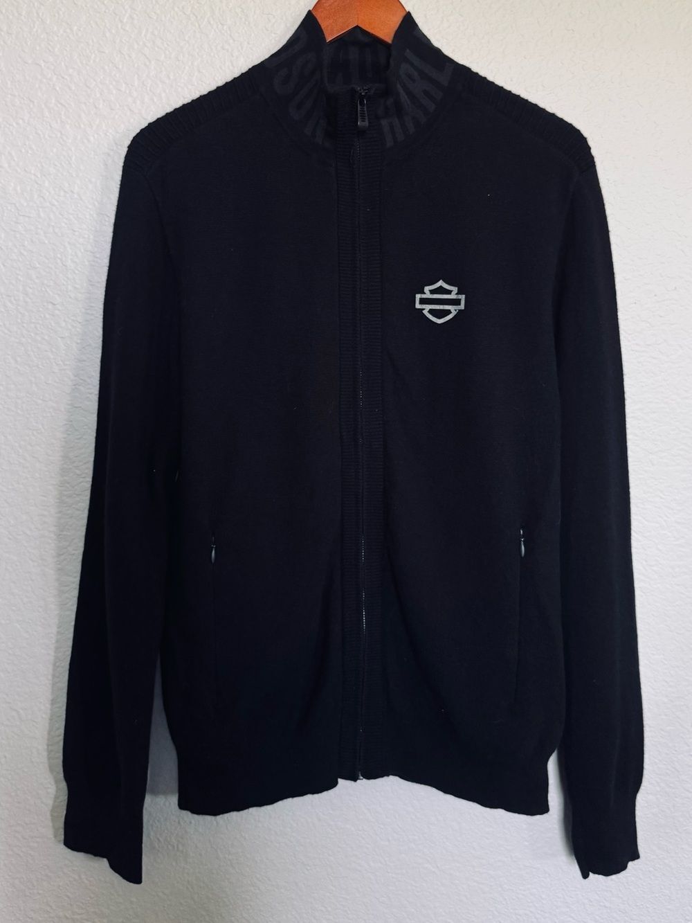 Harley Davidson Black Wool Zip Jacket Slim M